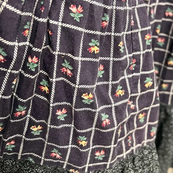 VTG 70s Gunne Sax Prairie Dress Dark Floral Print W/ Lace & Square Bodice XS - Picture 5 of 16